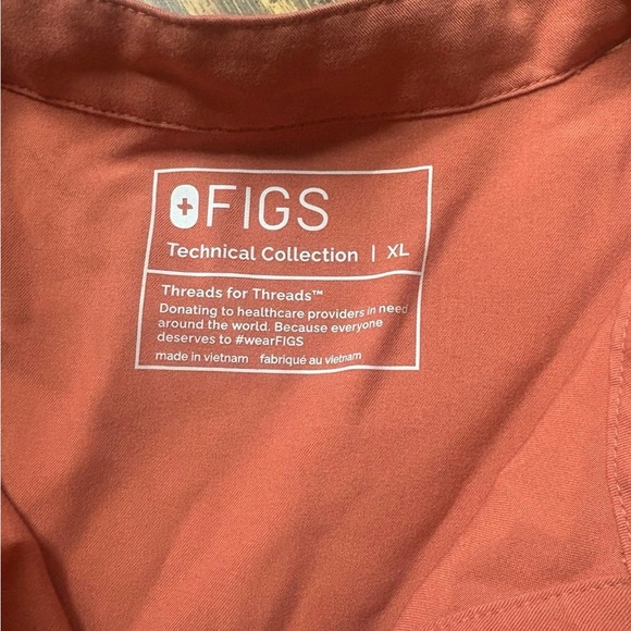 🍂 Figs Women's Terracotta XL Rafaela Top & 2X Zamora Jogger Scrub w Pink Tie Set - Picture 6 of 7